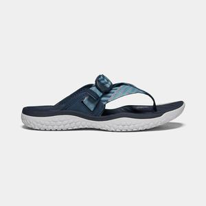 Keen SOLR Tå Post Klipklapper Dame Mørkeblå / Blå / Hvide | VEZ-986743
